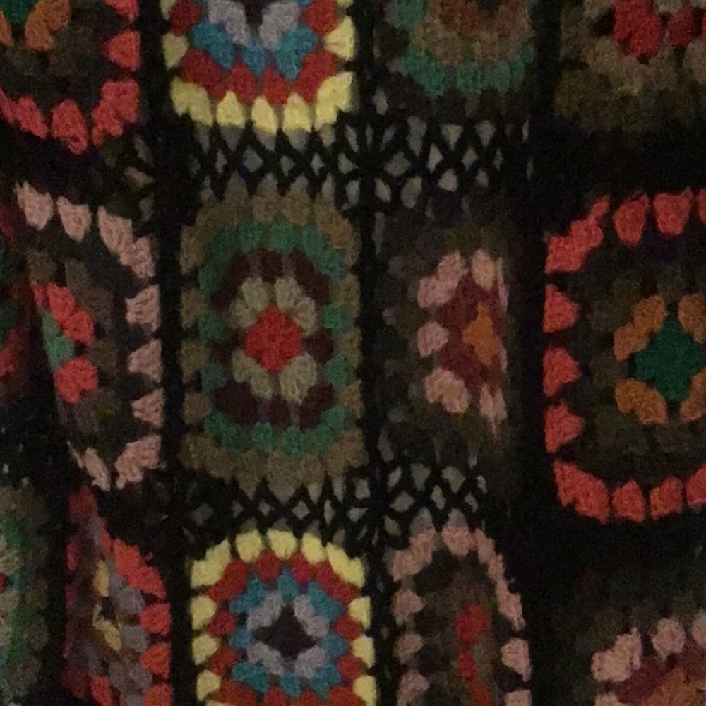 Multicolor Crochet Granny square hooded maxi cardigan one size - Picture 14 of 15